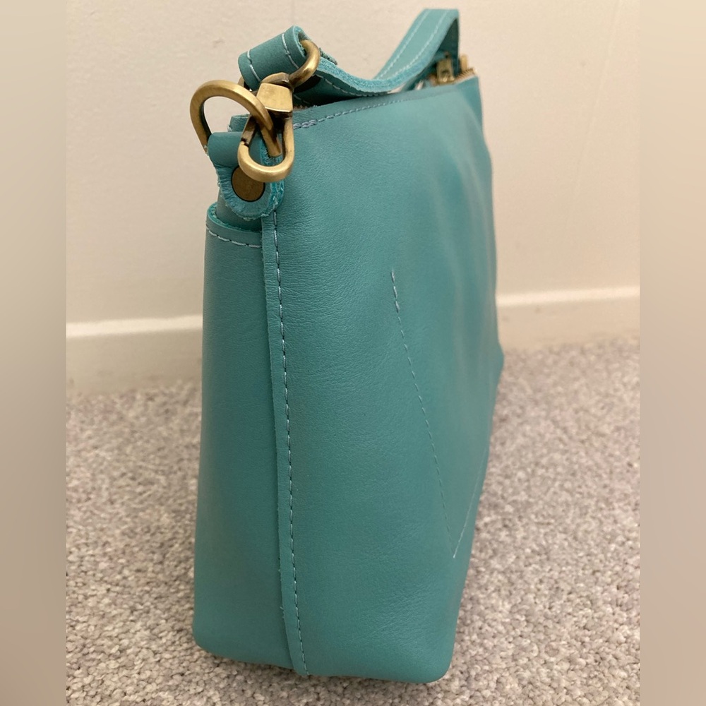 NWOT PLG Portland Leather’s Goods Large Poppy Crossbody Purse Optical Blue Bag - Picture 4 of 11